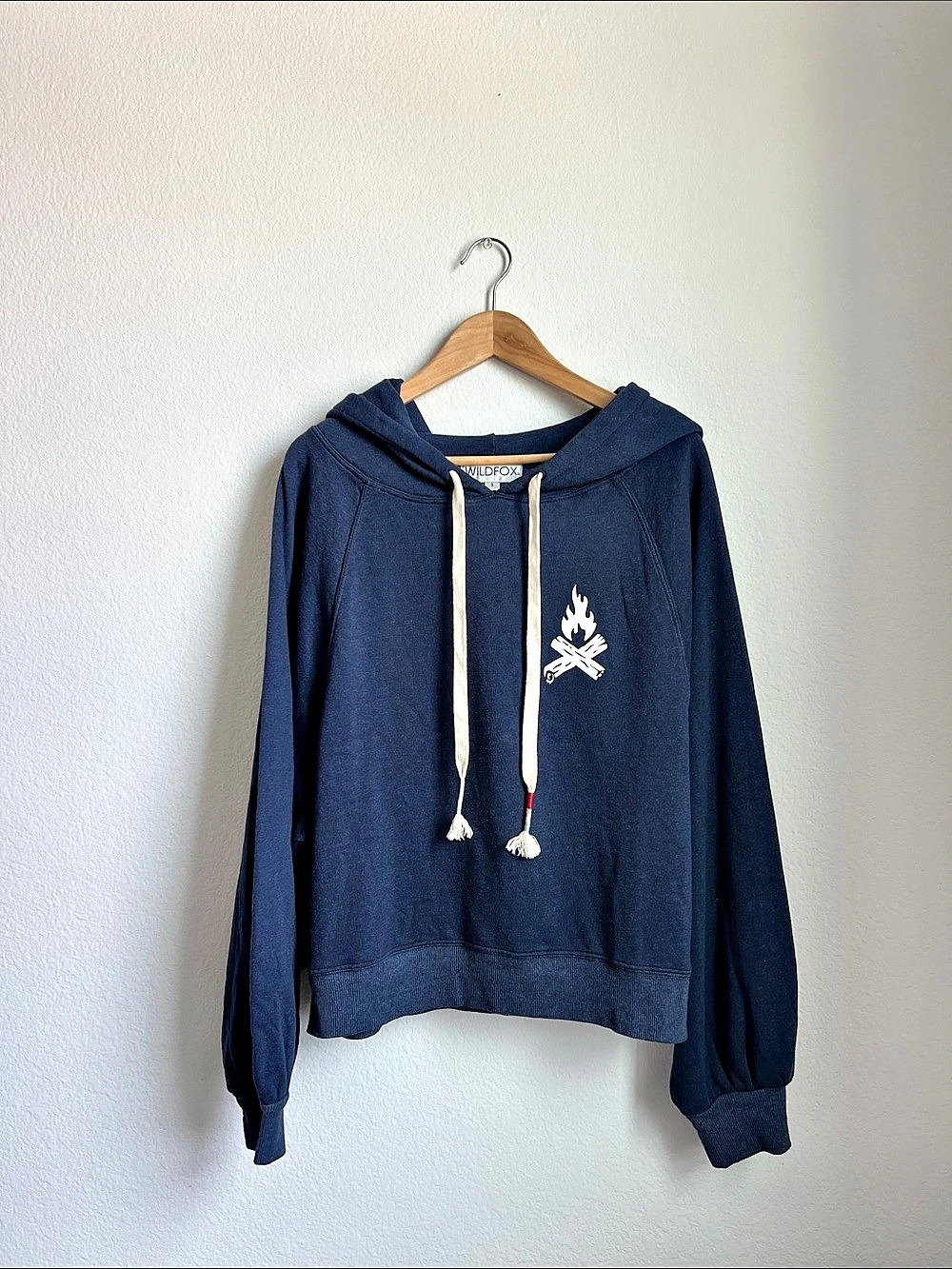 WILDFOX Boozy Bonfire Sumo Graphic Hoodie in Blue NWT